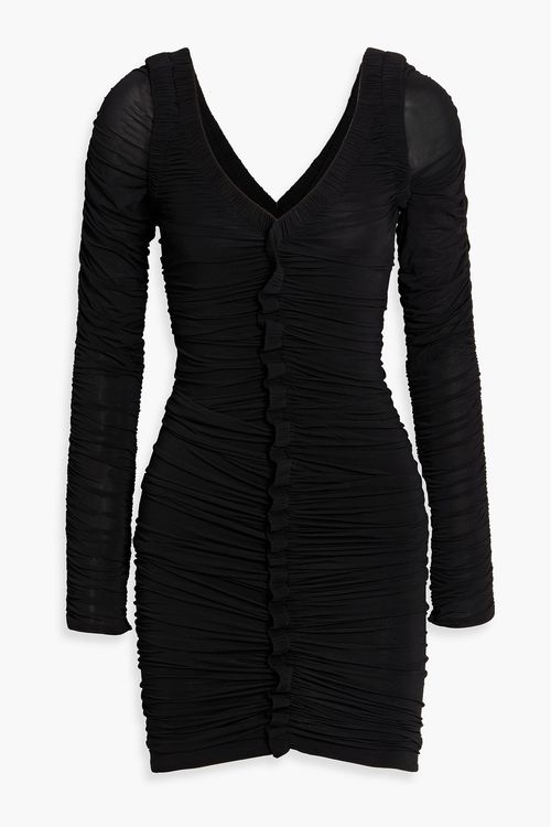 Ruched jersey mini dress - Black - L