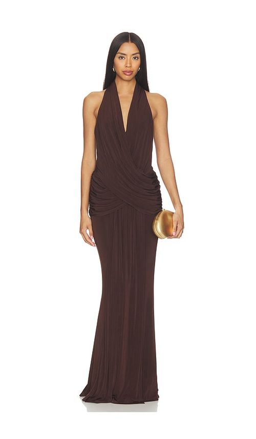 ELLIATT Simone Cowl Neck Gown in Brown. - XL also in
