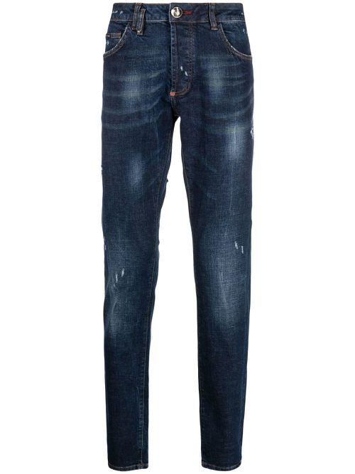 Straight-leg ripped jeans - Blue