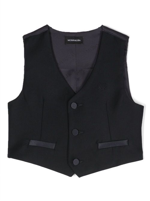 Logo-embroidered sleeveless waistcoat - Blue