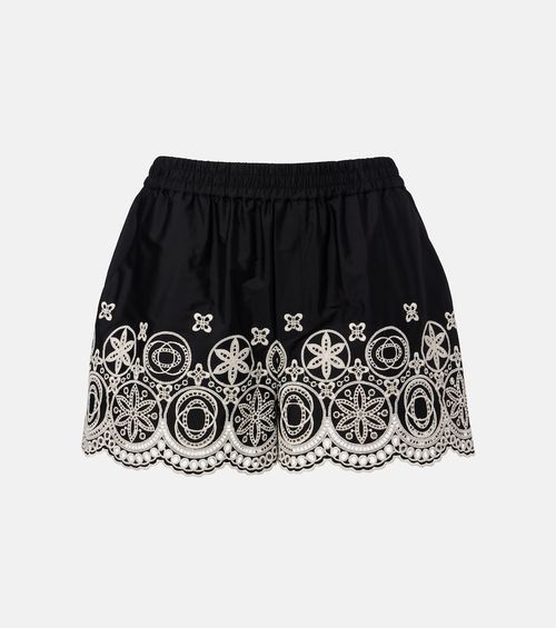 Pull-Up embroidered cotton shorts