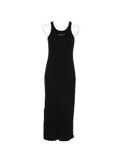Logo Ribbed Tank Dress — Black