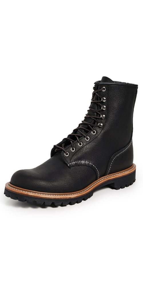 Logger Oil Slick Leather Boots 8 Black Oil Slick