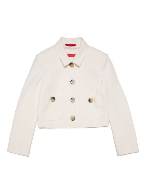 Spread-collar shirt jacket - White