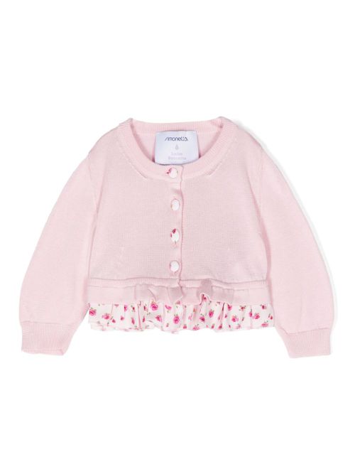 Ruffled-hem cotton cardigan - Pink