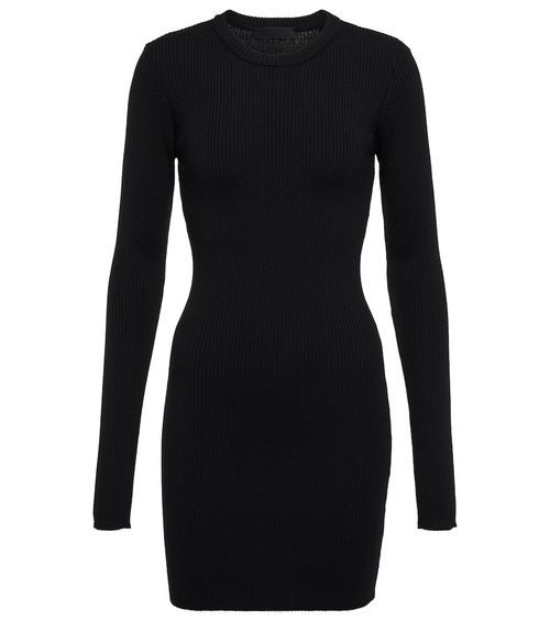 Rib-knit wool minidress