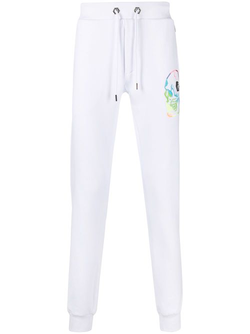Skull print skinny-fit track pants - White