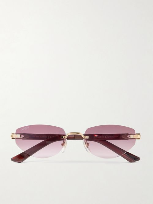 Signature C Décor Rimless Cat-eye Gold-tone And Acetate Sunglasses