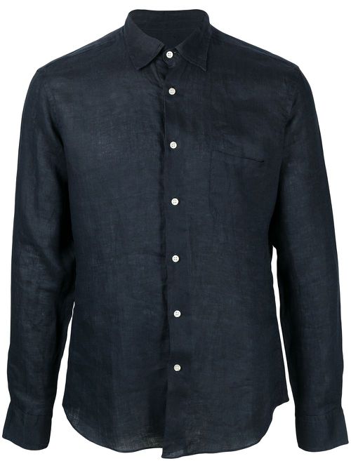 Crinkled effect curved hem shirt - Blue