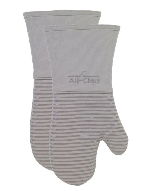 Ribbed Silicone Cotton Twill Oven Mitt, Set of 2 - Titanium