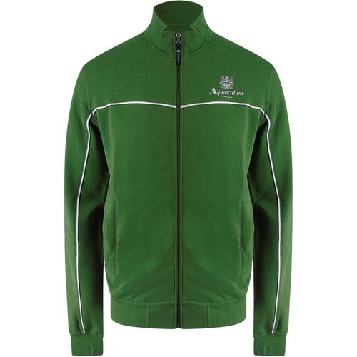Aquascutum Mens Active Piping Mock Neck Army Green Fleece Cotton - Mediu