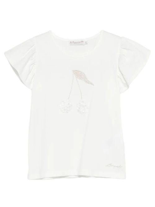 Emilia T-Shirt Embroidered With Cherry In Organic Cotton