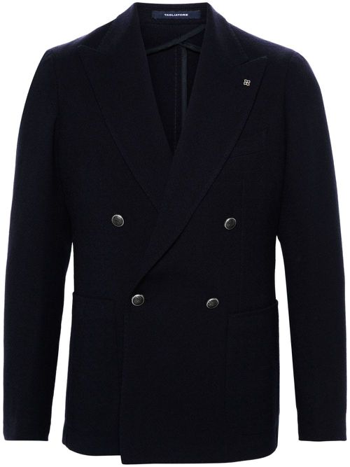Double-breasted wool blazer - Blue