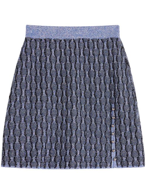 Patterned intarsia-knit mini skirt - Blue