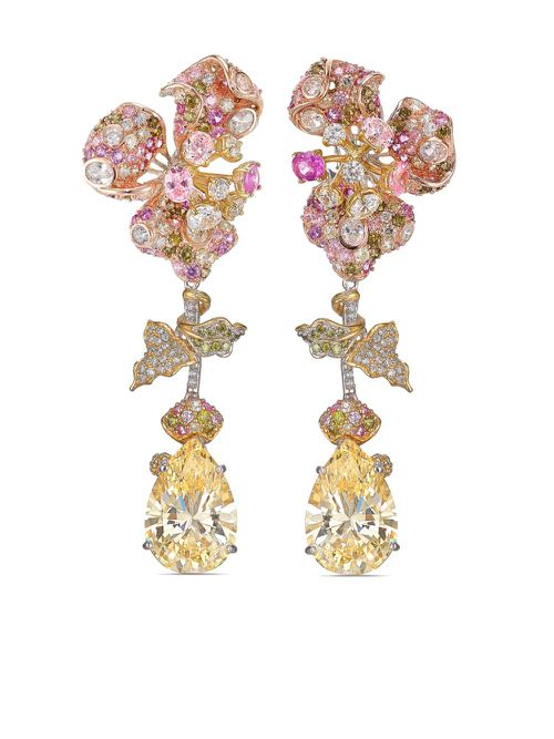 18kt yellow gold vermeil Canary Orchid multi-stone earrings