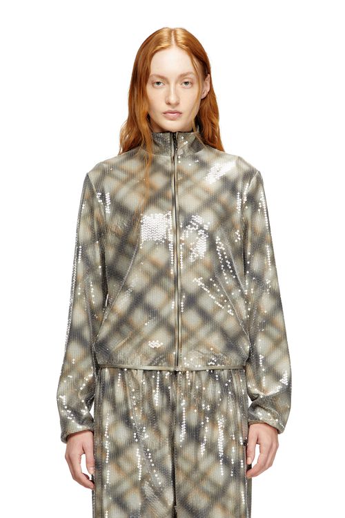 Sequined sweater with plaid design - Sweaters - Woman - Multicolor