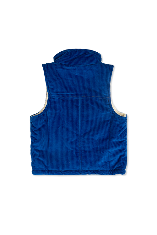 Insulated Corduroy Vest, Unisex, Navy Blue