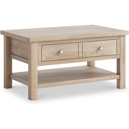 Farro Washed Oak Coffee Table with Storage Drawer | Roseland