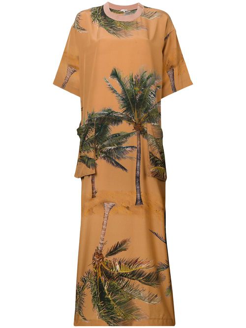 Palm tree print maxi dress - Neutrals
