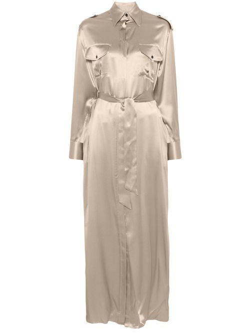 Silk maxi dress - Brown
