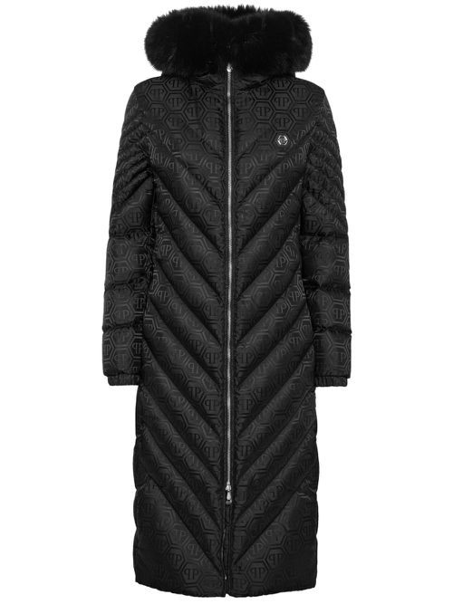 Monogram puffer coat - Black