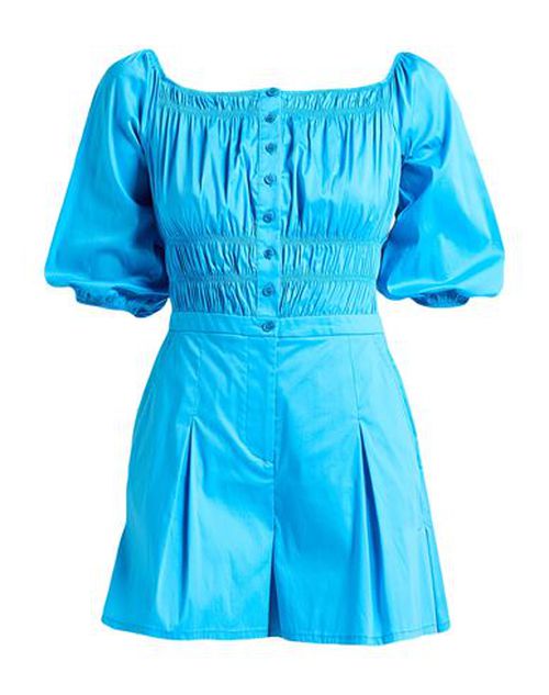 Woman Jumpsuit Azure Size 6 Cotton, Polyamide, Elastane