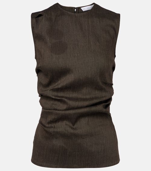 Anoushka draped linen-blend slub top