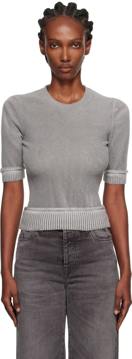 Gray Dual Short Sleeve Sweater