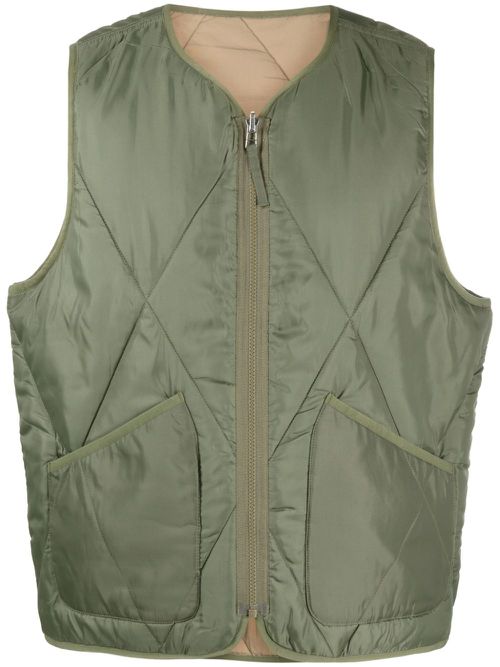 Reversible diamond-quilted gilet - Green