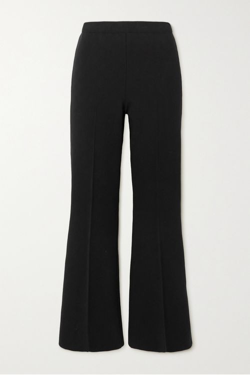 Kick Cropped Stretch-cotton Flared Pants - Black