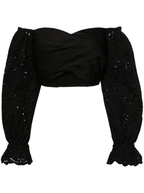 Broderie anglaise cropped blouse - Black