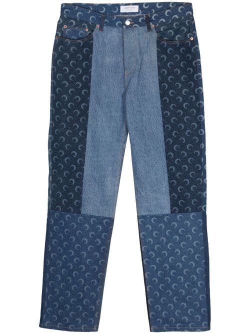 Moonogram-pattern straight-leg jeans - Blue