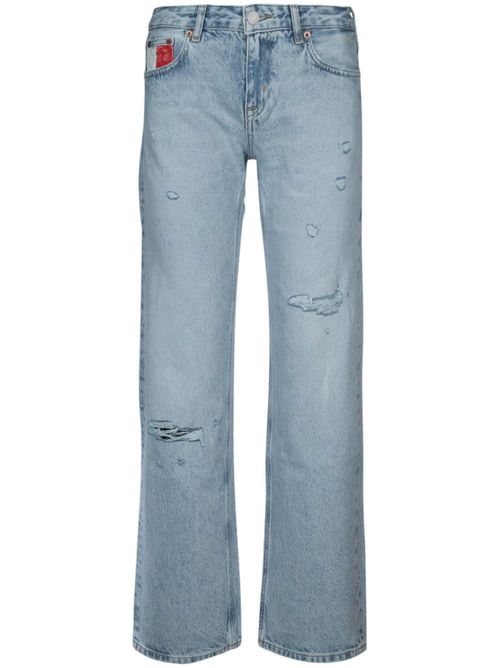 Distressed-effect flared jeans - Blue