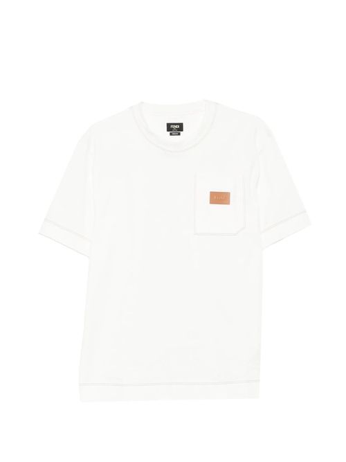 Men's Cotton Crewneck T-Shirt with Appliqué Chest Pocket and Contrast Stitching