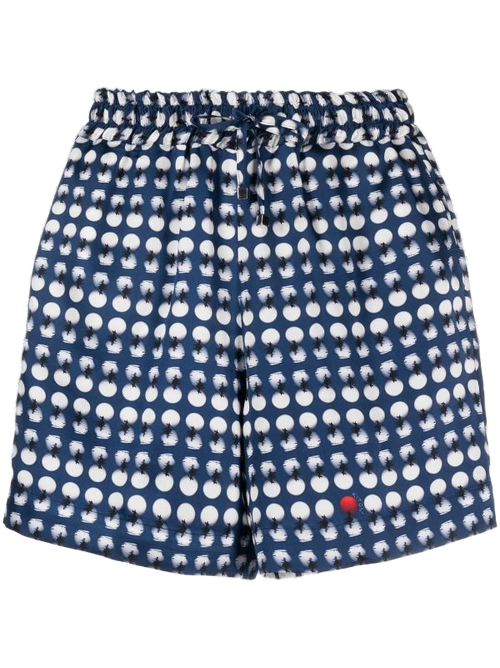 Spot-Print Silk Shorts — Navy