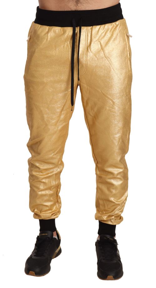 Metallic Cotton Joggers — Gold