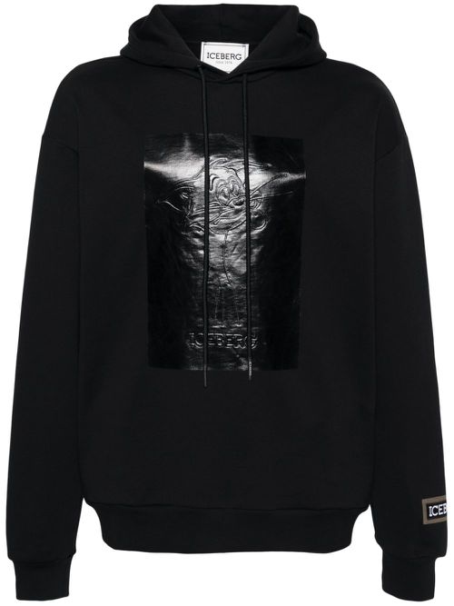Logo-embossed hoodie - Black