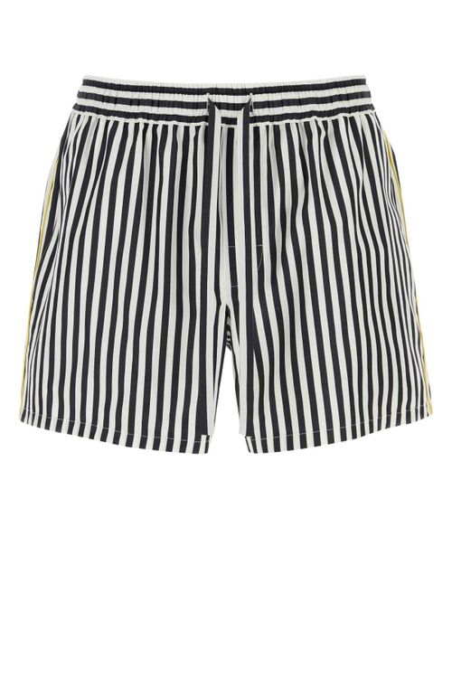 Striped Cotton-Silk Bermuda Short — Black