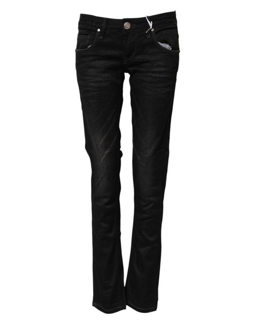 Acht Black Cotton Slim Fit Denim Low Waist Denim Women's Jean