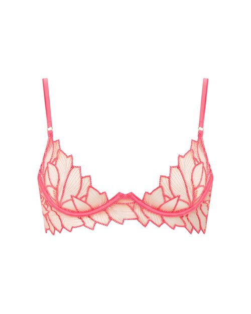 Bluebella Eden Sheer Longline Bra Pink Lemonade/White