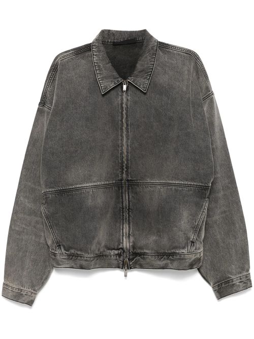 Zippered long-sleeve denim jacket