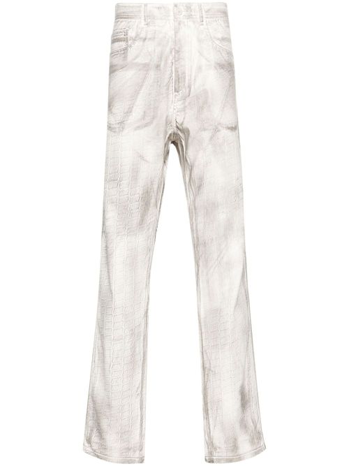 Abstract-print straight-leg trousers - White