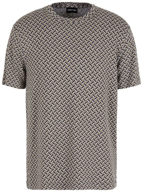 Chevron-pattern jacquard T-shirt - Grey