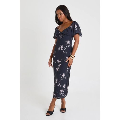 Boohoo Women's Floral Angel Sleeve Midaxi Dress in Black