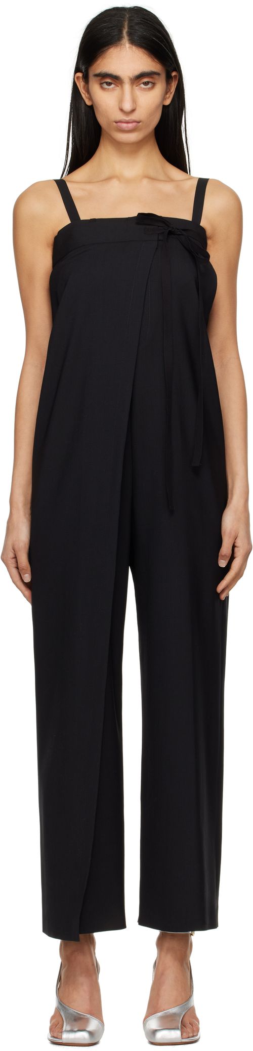 MM6 Maison Margiela Black Tailoring Wool Canvas Trouser Jumpsuit