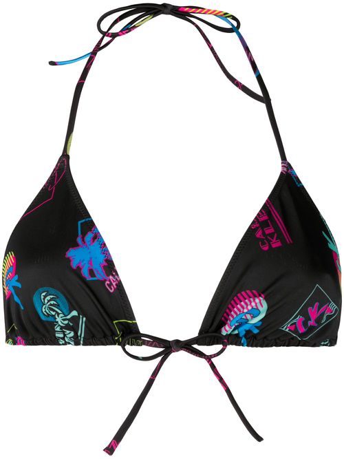 Abstract print bikini top - Black