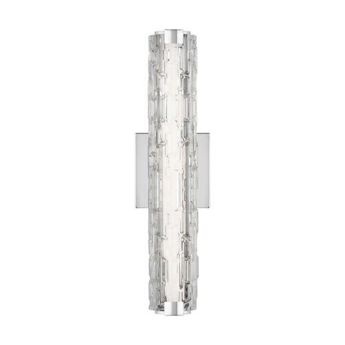 Visual Comfort Studio Cutler LED Bathroom Vanity Light in Chrome with Staggered Rock Gla