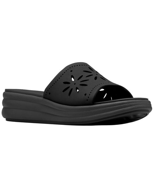 Women's Drift Floral Slip-On Wedge Sandals - Black