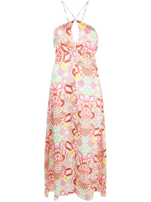 Geometric-pattern midi dress - Neutrals