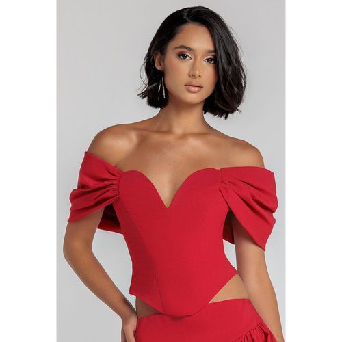 Goddiva Bardot Corset Top - Red